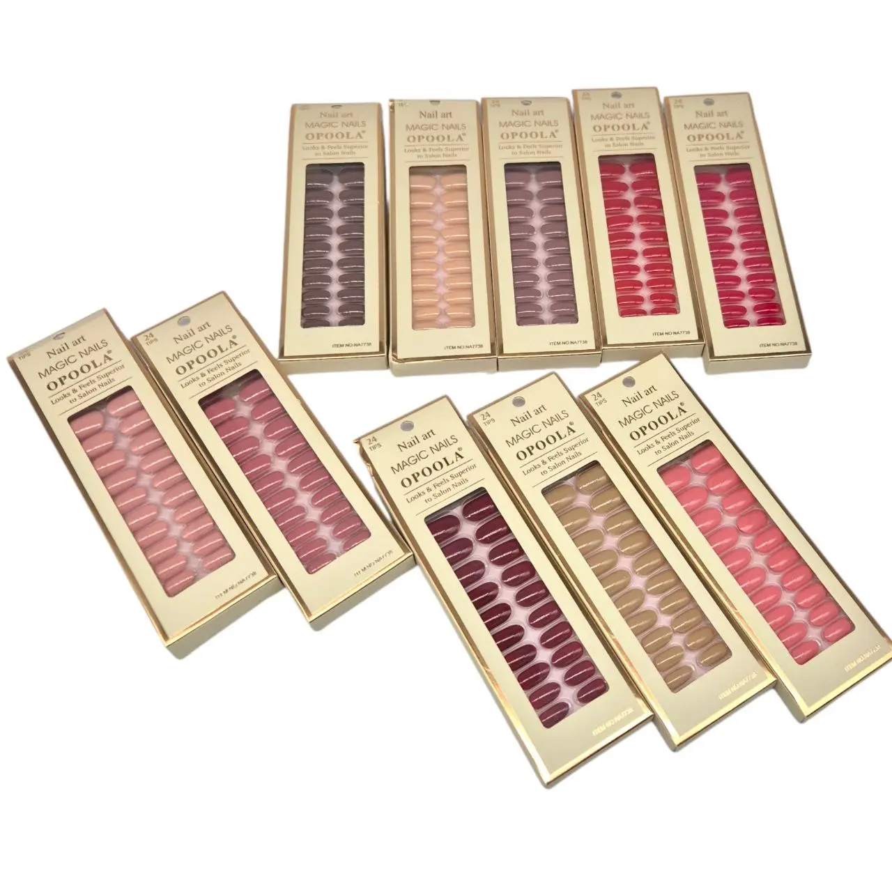 UÑAS POSTIZAS CAJA BEIGE 24PCS - OPOOLA NA7738