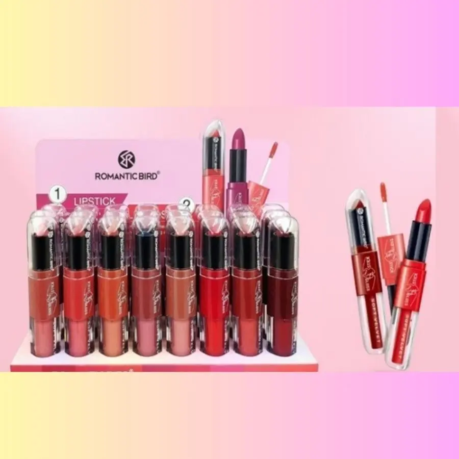 LABIAL LIQUIDO & EN BARRA 2EN1 TONO OSCURO SOFT VELVET R299L – ROMANTIC BIRD