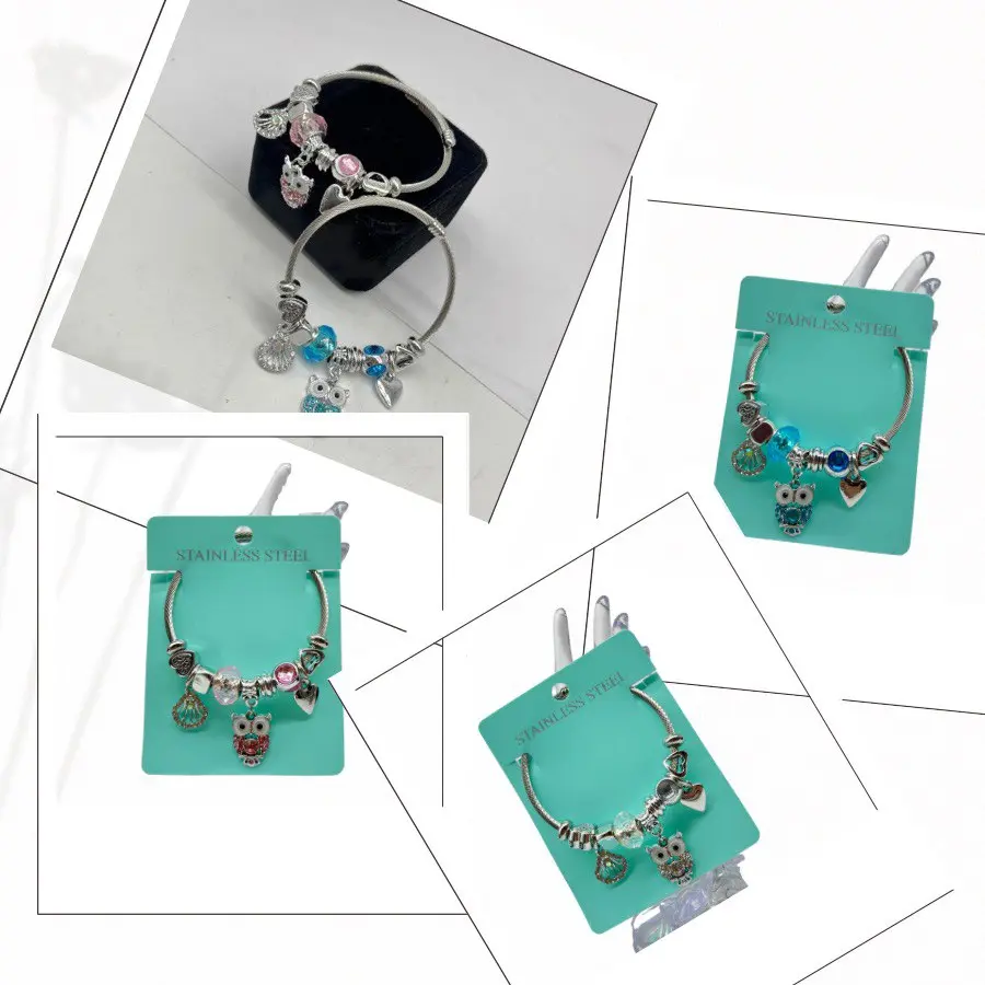 PULSERA P/DAMA AJUSTABLE DISEÑO BUHO – STAINLESS STEEL