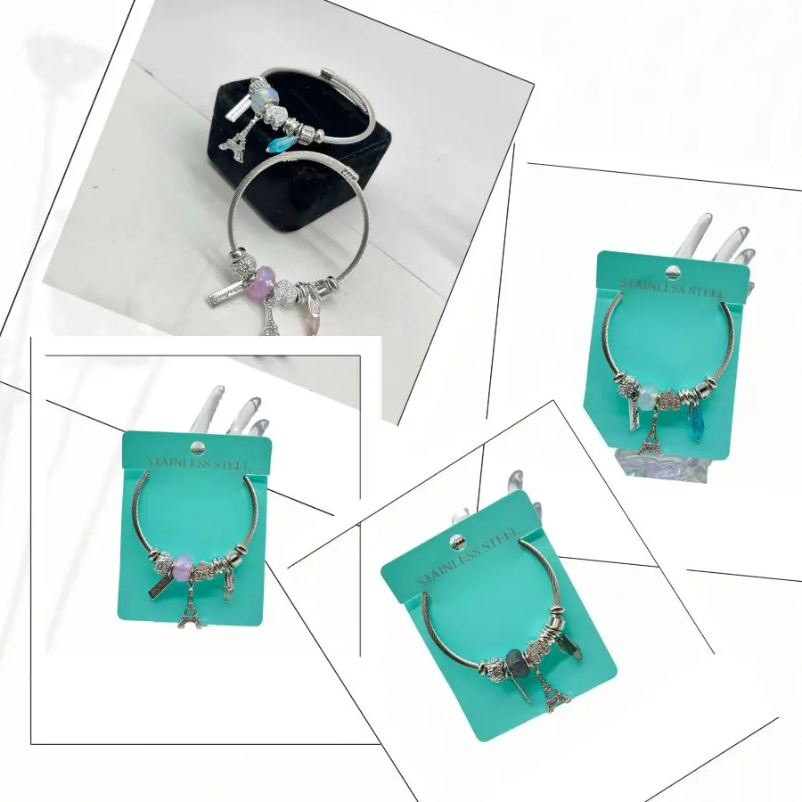 PULSERA P/DAMA AJUSTABLE DISEÑO TORRE EIFFEL – STAINLESS STEEL