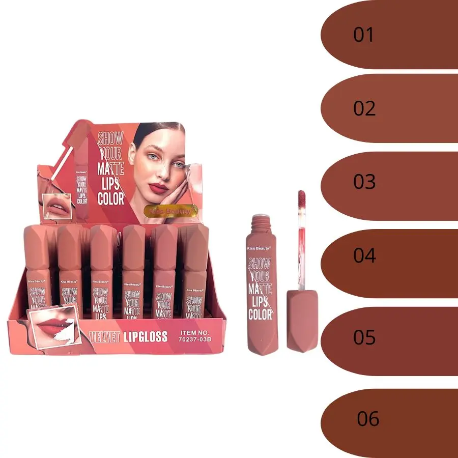 LABIAL LIQUIDO MATTE TONOS NUDES OSCUROS 70237-03B - KISS BEAUTY