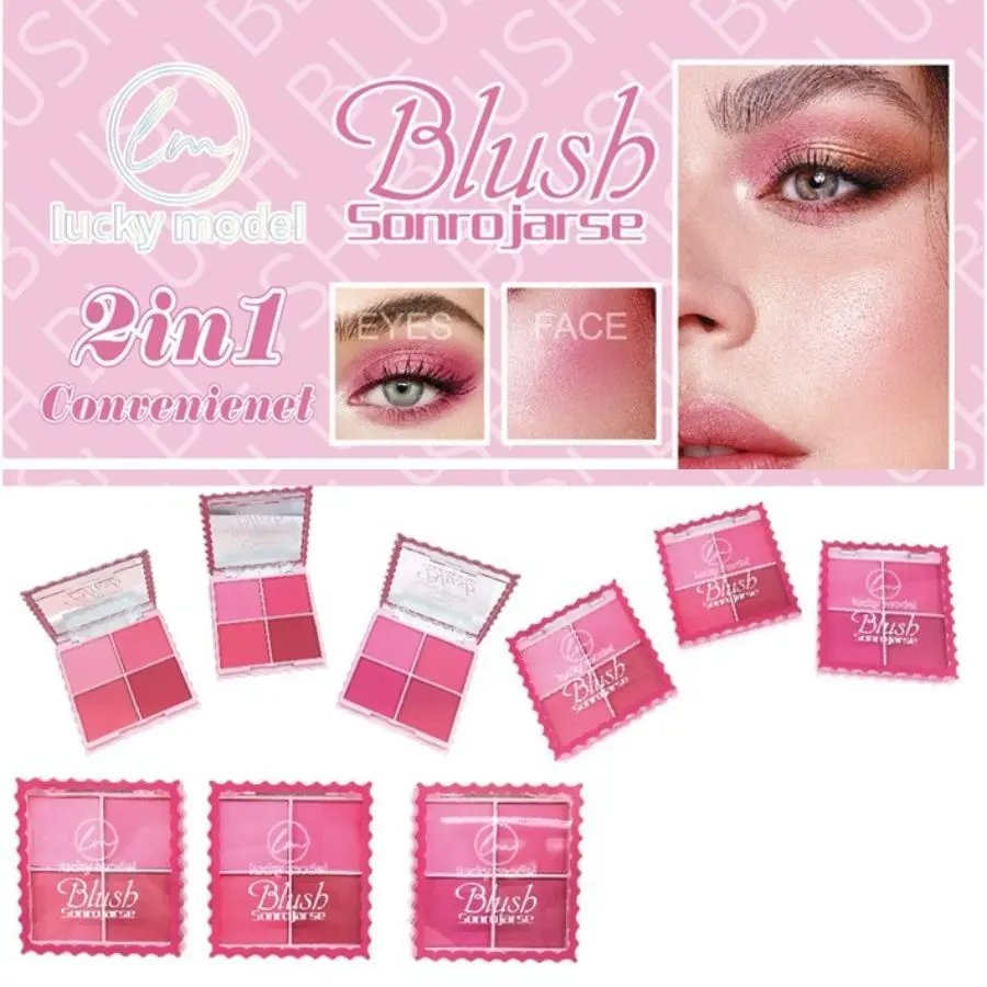 RUBOR EN POLVO DE 4 COLORES 2EN1 ME6018C - LUCKY MODEL